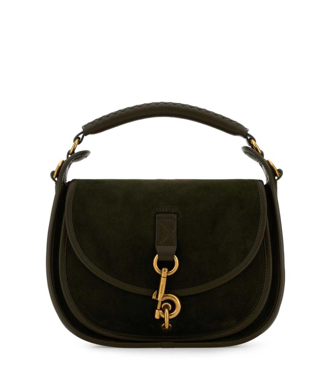 BURBERRY Зеленая замшевая сумка с короткими ручками, фото 1