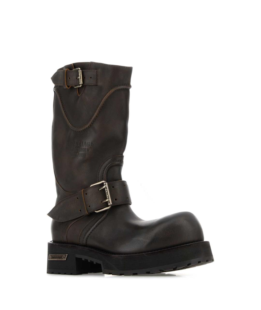BALENCIAGA Коричневые кожаные высокие ботинки, фото 2