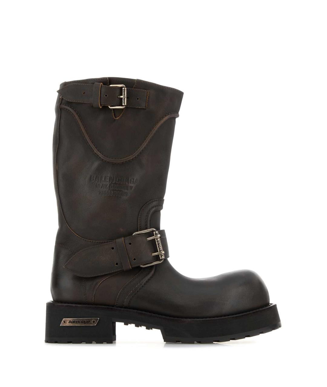 BALENCIAGA Коричневые кожаные высокие ботинки, фото 1