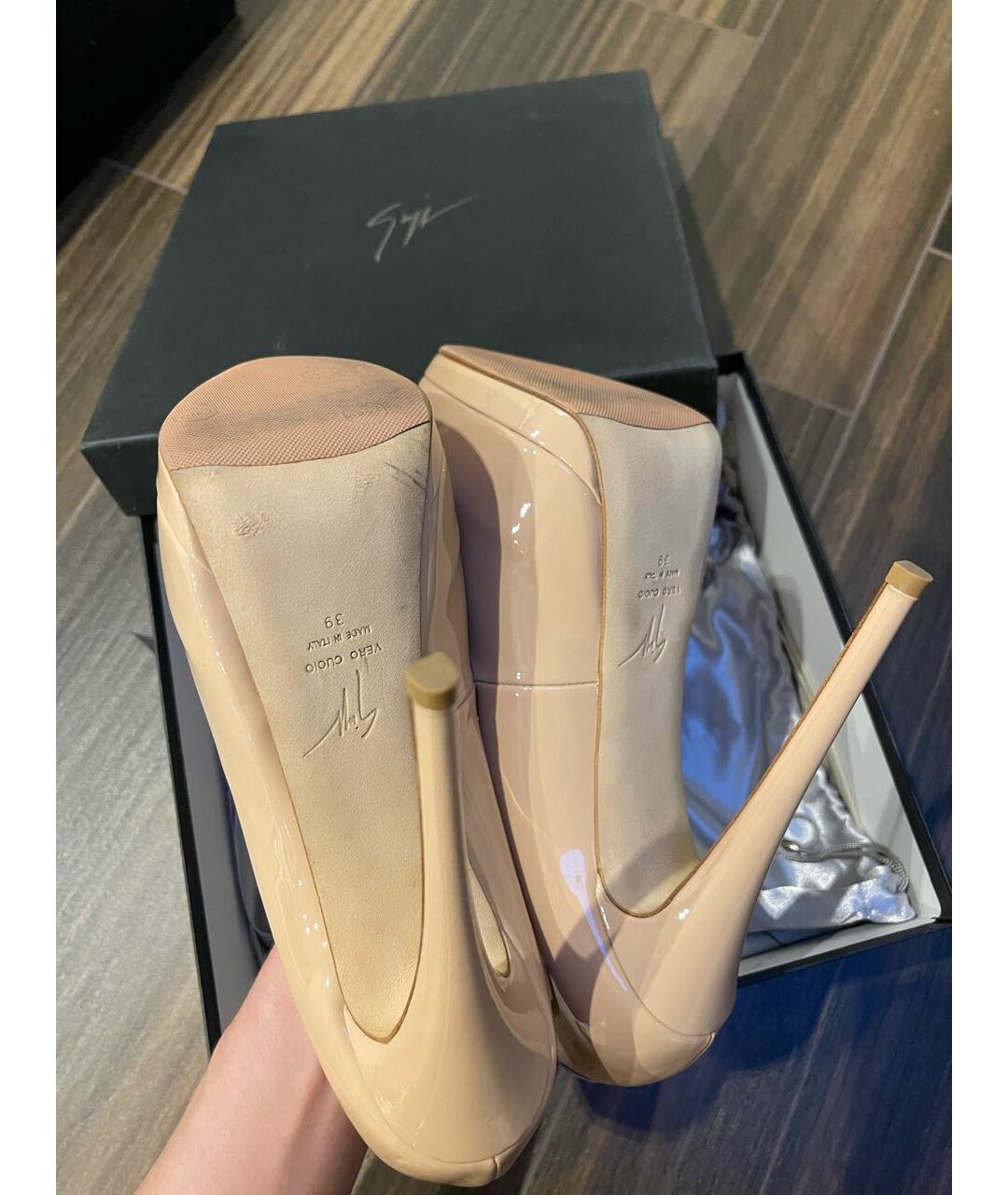 GIUSEPPE ZANOTTI DESIGN Бежевые туфли из лакированной кожи, фото 6