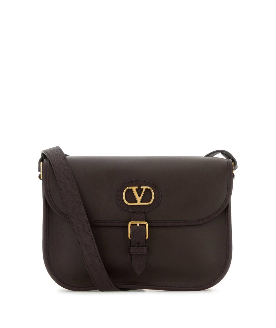 VALENTINO Коричневая кожаная сумка на плечо, фото 1