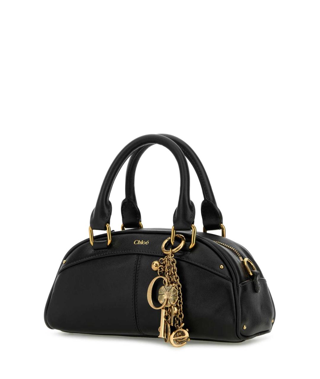 CHLOE Черная кожаная сумка с короткими ручками, фото 2