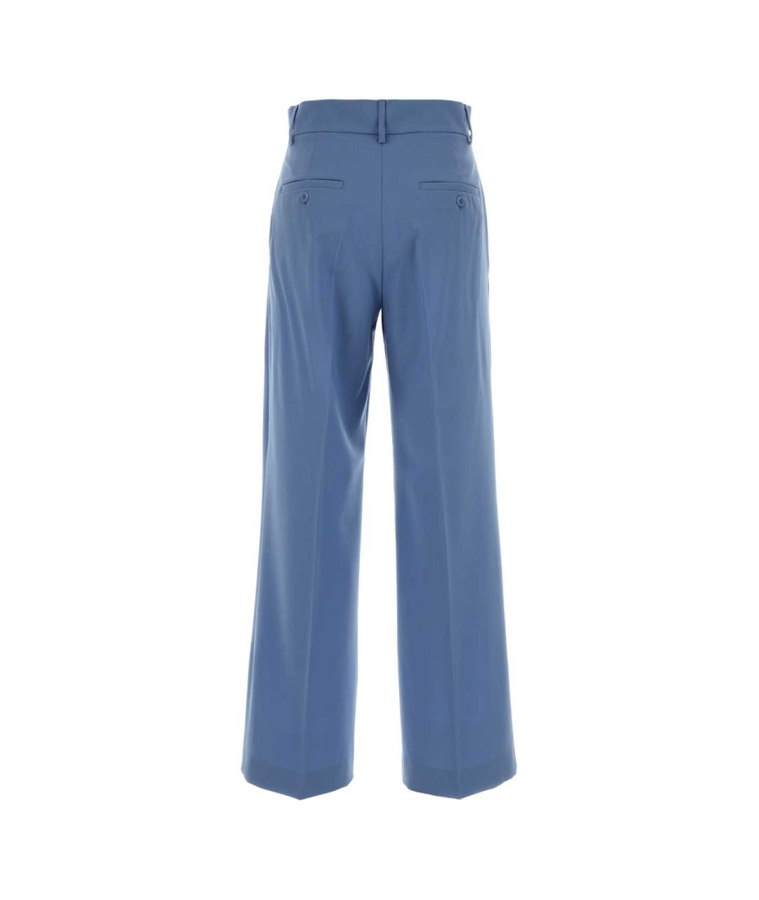WEEKEND MAX MARA Голубые шерстяные прямые брюки, фото 2