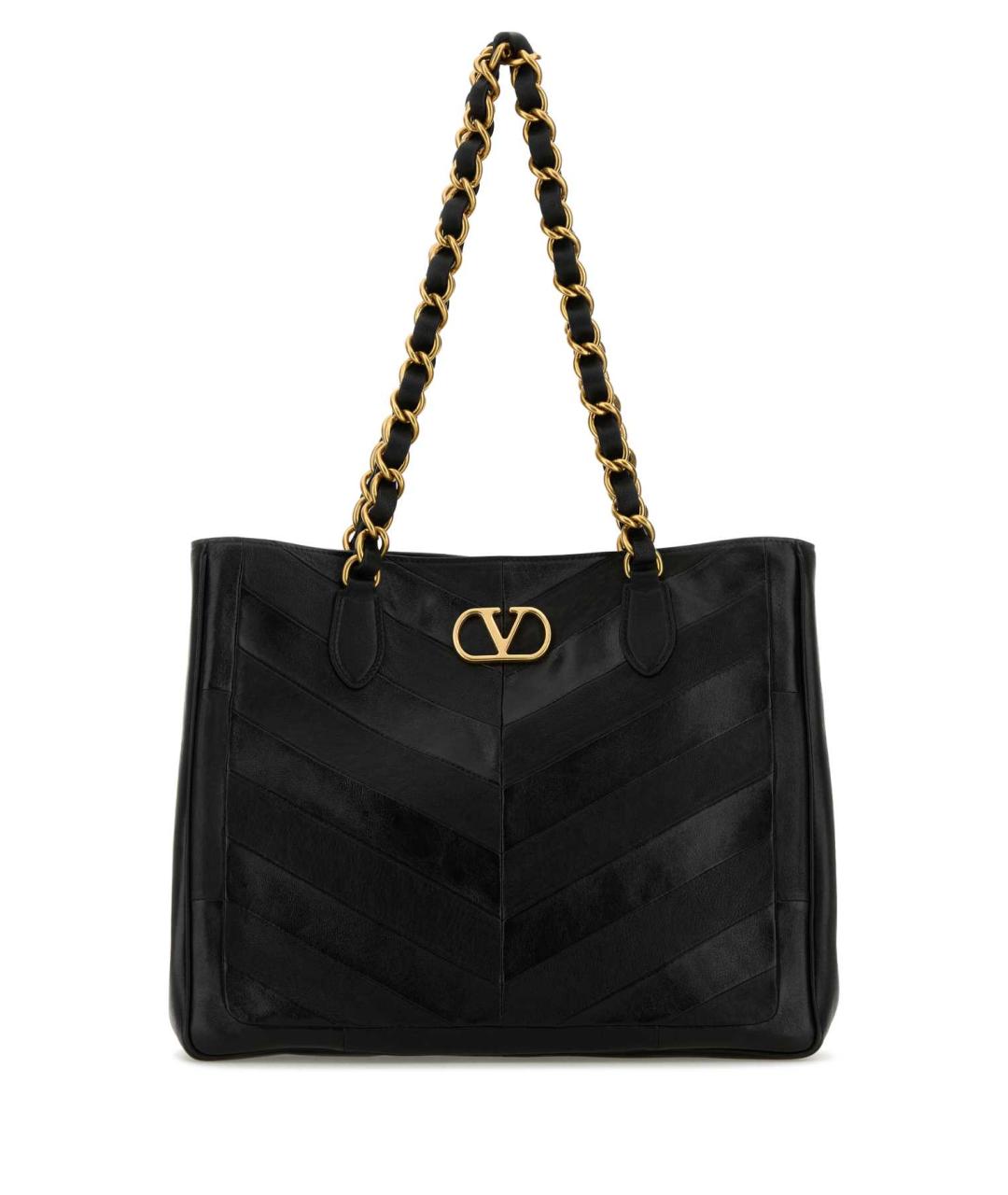 VALENTINO Черная кожаная сумка тоут, фото 1