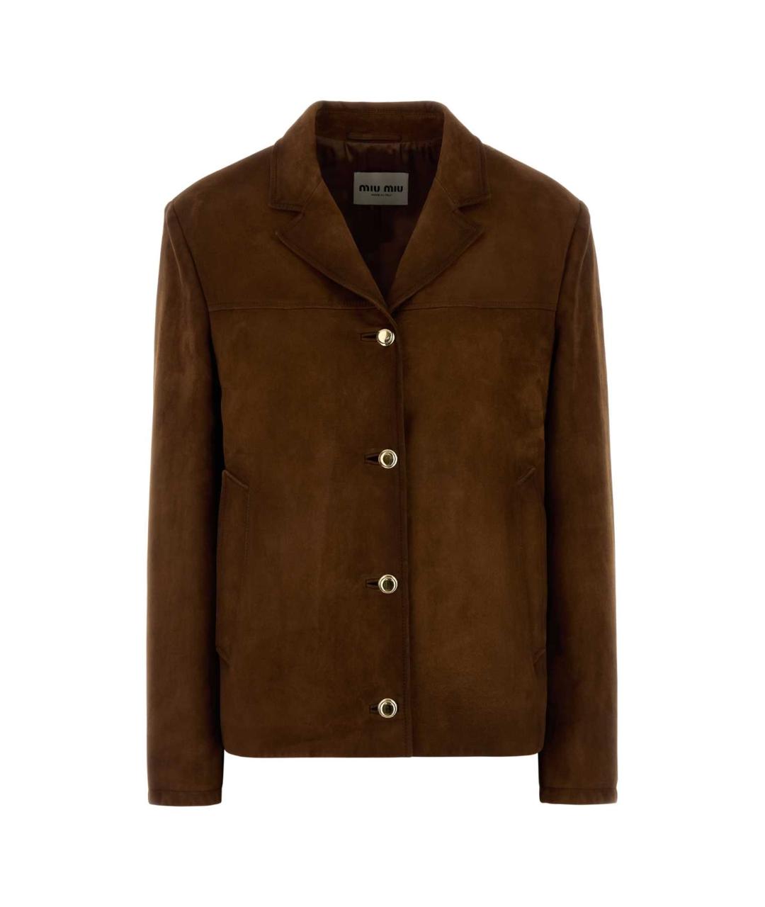 MIU MIU Коричневая замшевая куртка, фото 1
