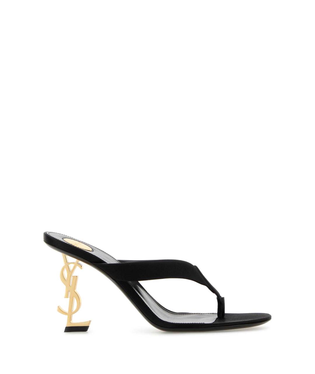 SAINT LAURENT Черные кожаные мюли, фото 1