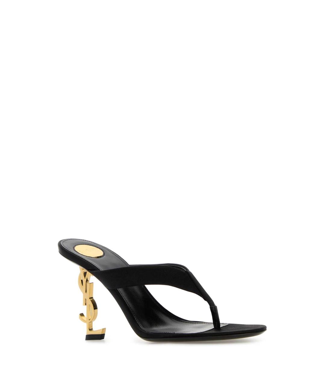 SAINT LAURENT Черные кожаные мюли, фото 2