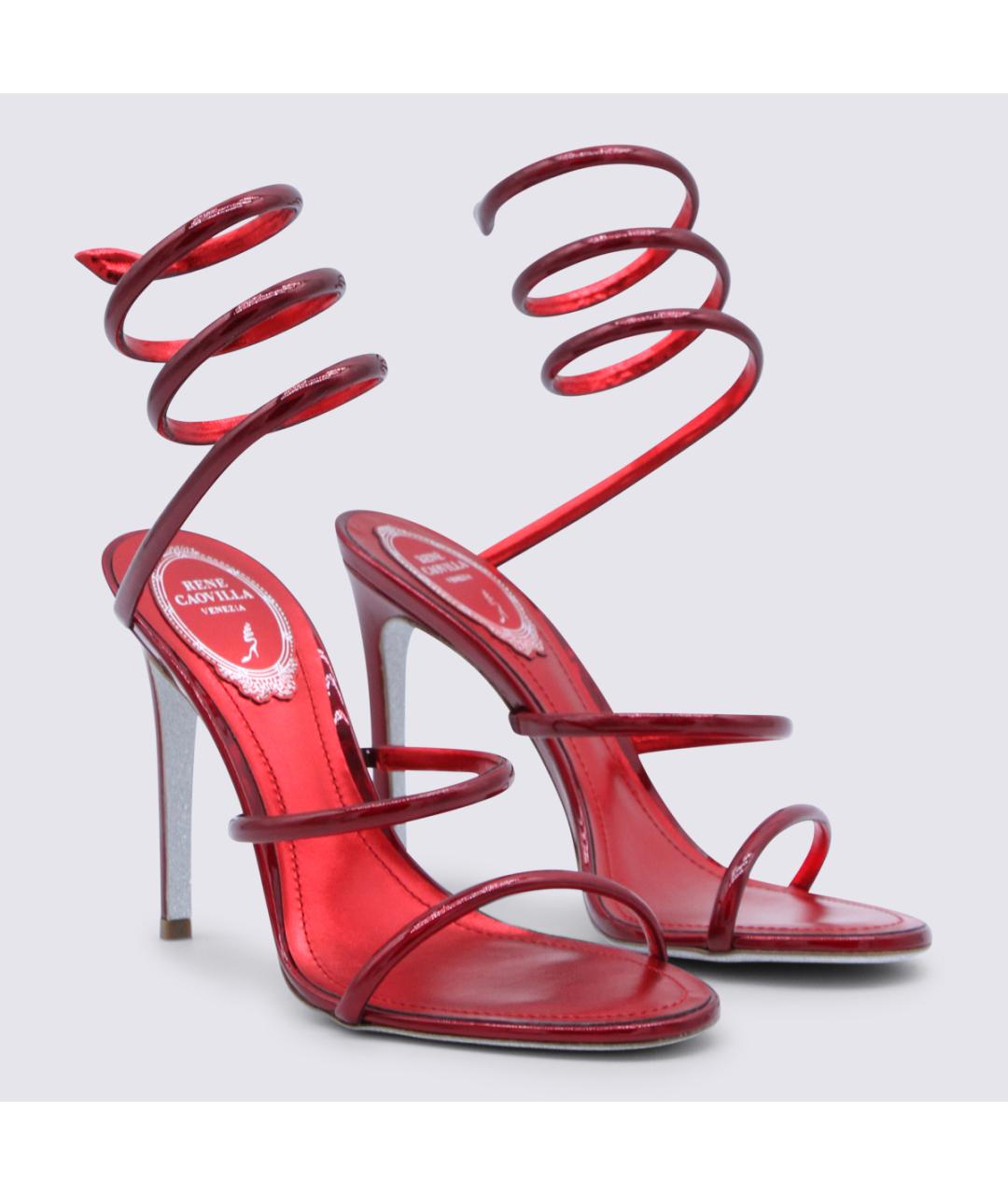 RENE CAOVILLA Красные кожаные босоножки, фото 2