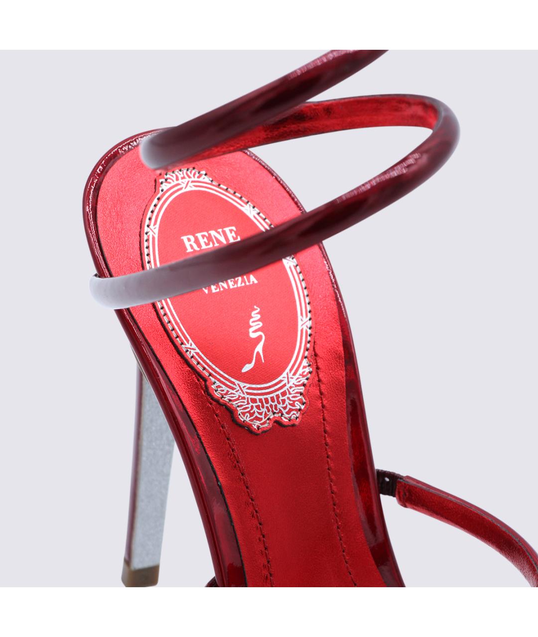 RENE CAOVILLA Красные кожаные босоножки, фото 4