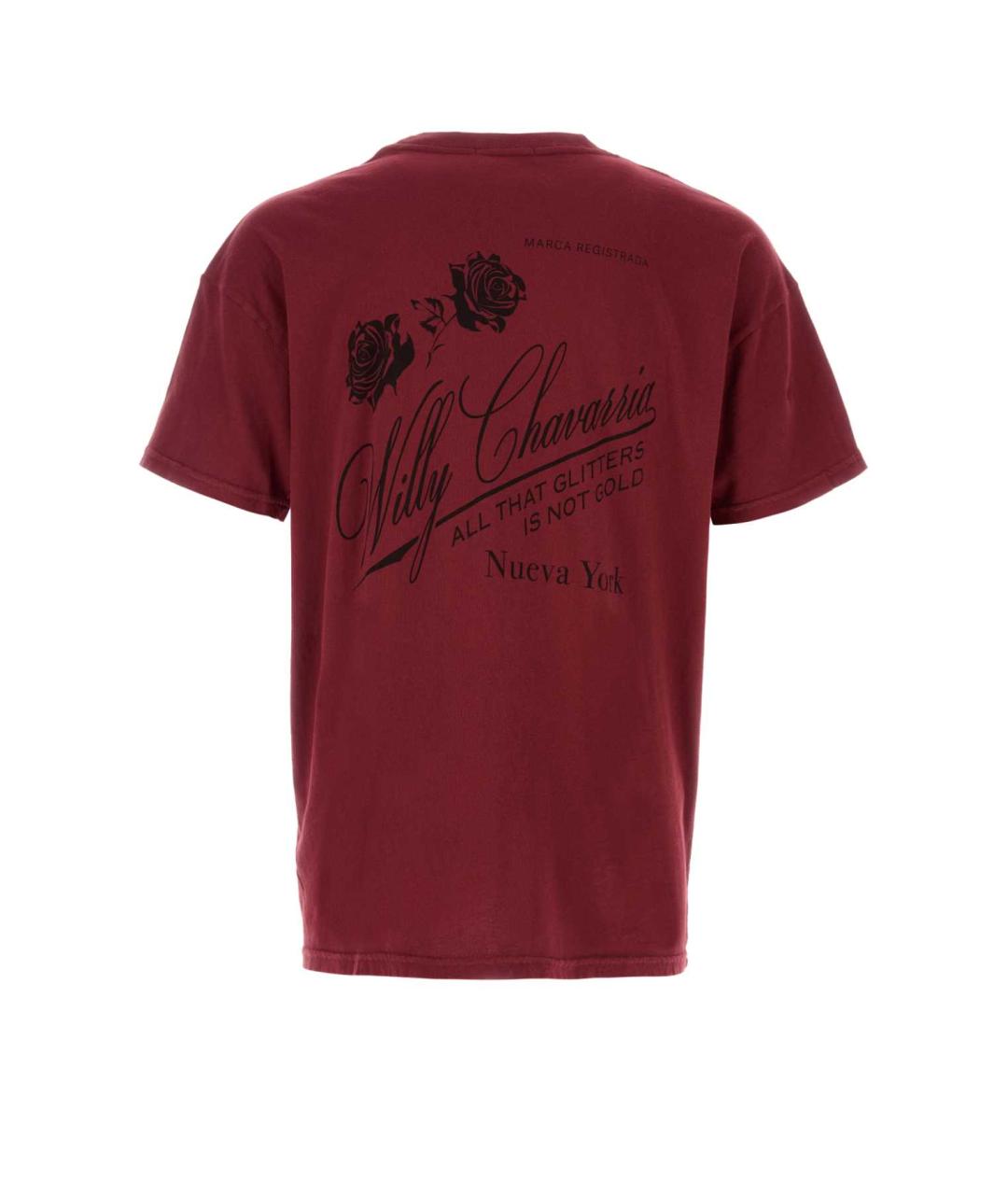 WILLY CHAVARRIA Бордовая хлопковая футболка, фото 2