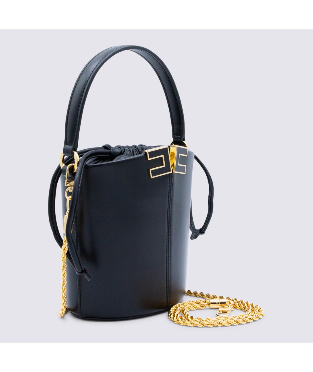 ELISABETTA FRANCHI Черная кожаная сумка тоут, фото 2