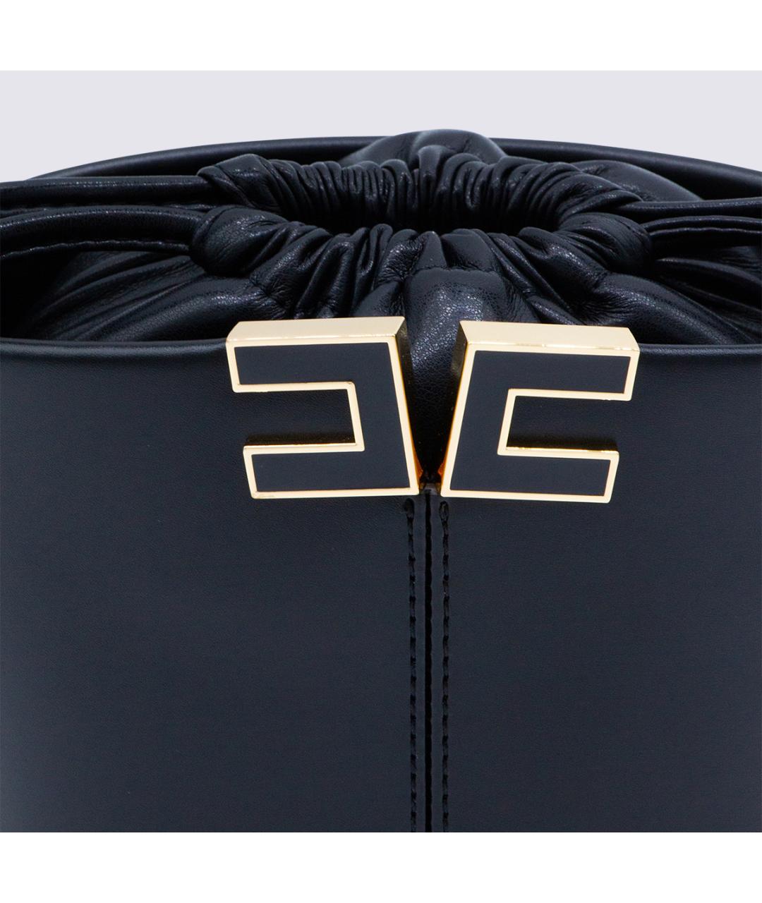 ELISABETTA FRANCHI Черная кожаная сумка тоут, фото 4