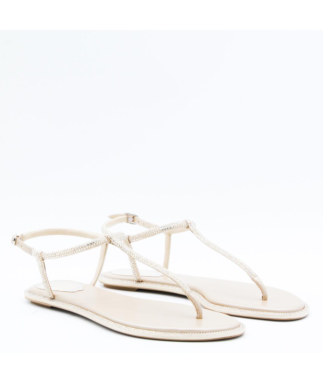 RENE CAOVILLA Бежевые кожаные сандалии, фото 2