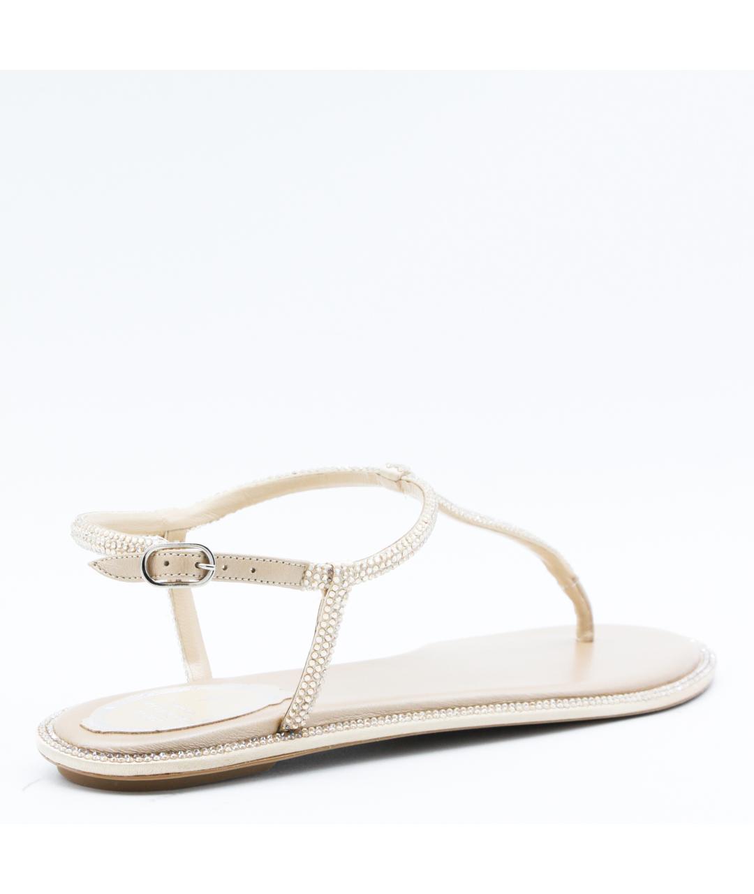 RENE CAOVILLA Бежевые кожаные сандалии, фото 3