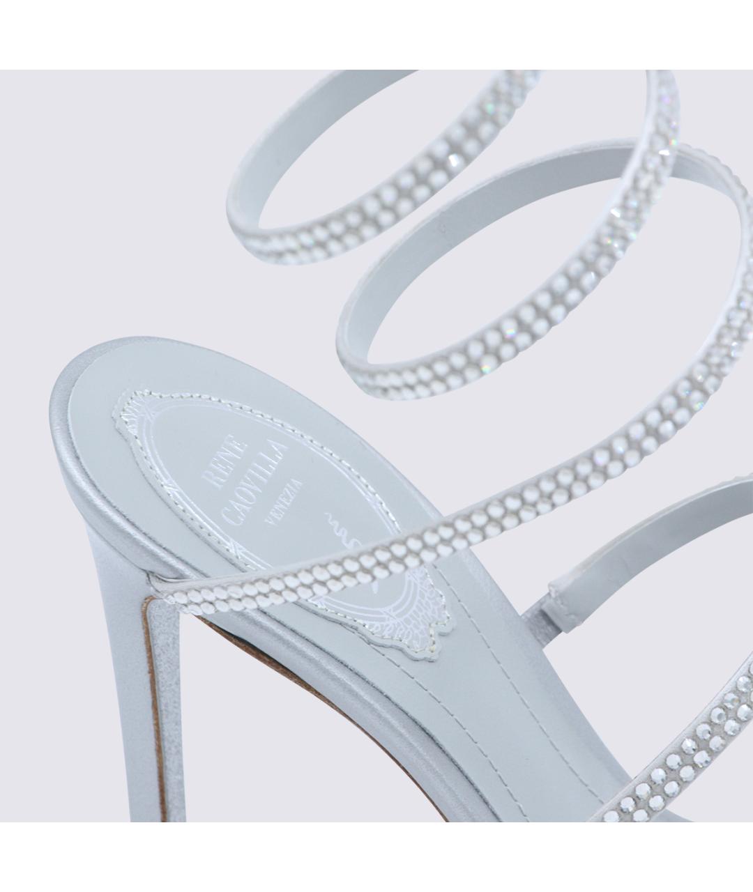 RENE CAOVILLA Серебряные кожаные сандалии, фото 4