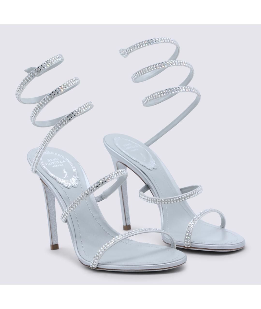 RENE CAOVILLA Серебряные кожаные сандалии, фото 2