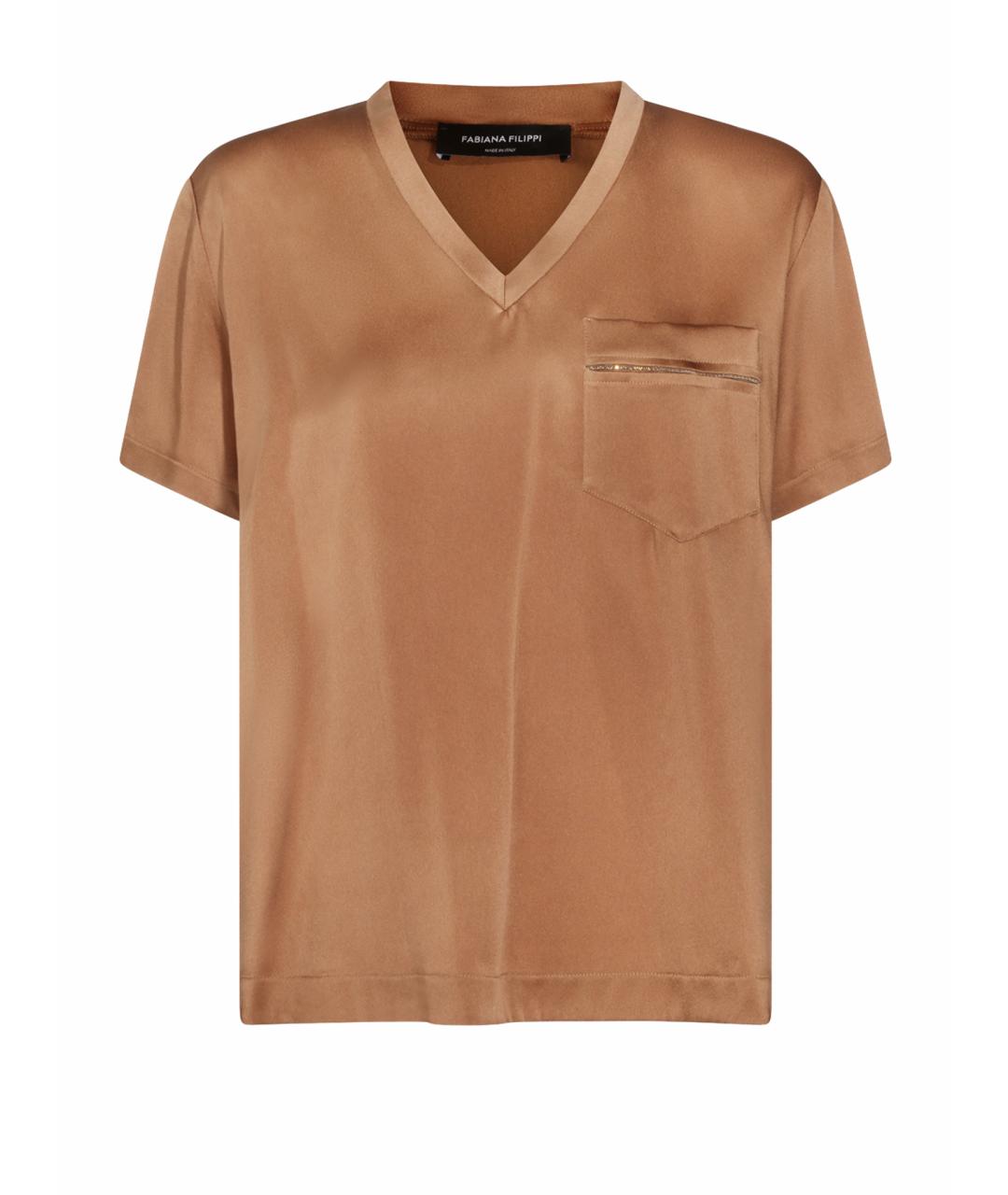FABIANA FILIPPI Коричневая вискозная футболка, фото 1