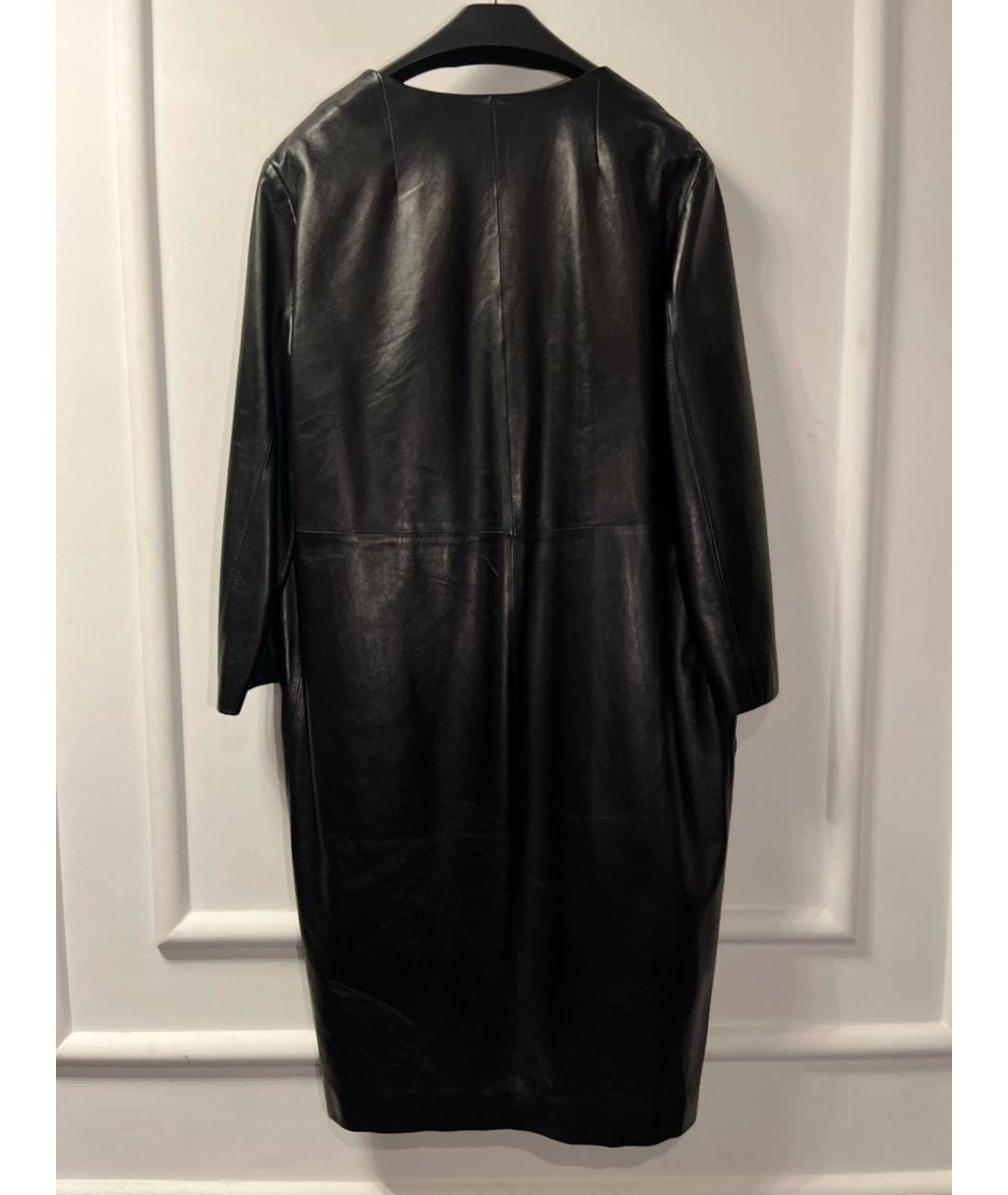 SAINT LAURENT Черный кожаный тренч/плащ, фото 2