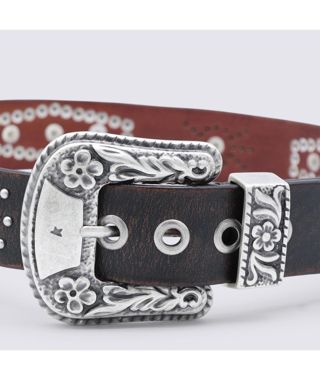 GOLDEN GOOSE DELUXE BRAND Коричневый кожаный ремень, фото 2