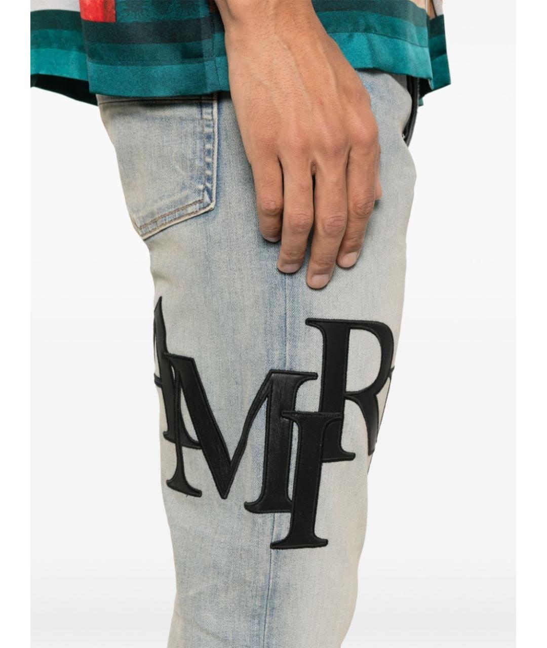 AMIRI Голубые хлопковые джинсы скинни, фото 5