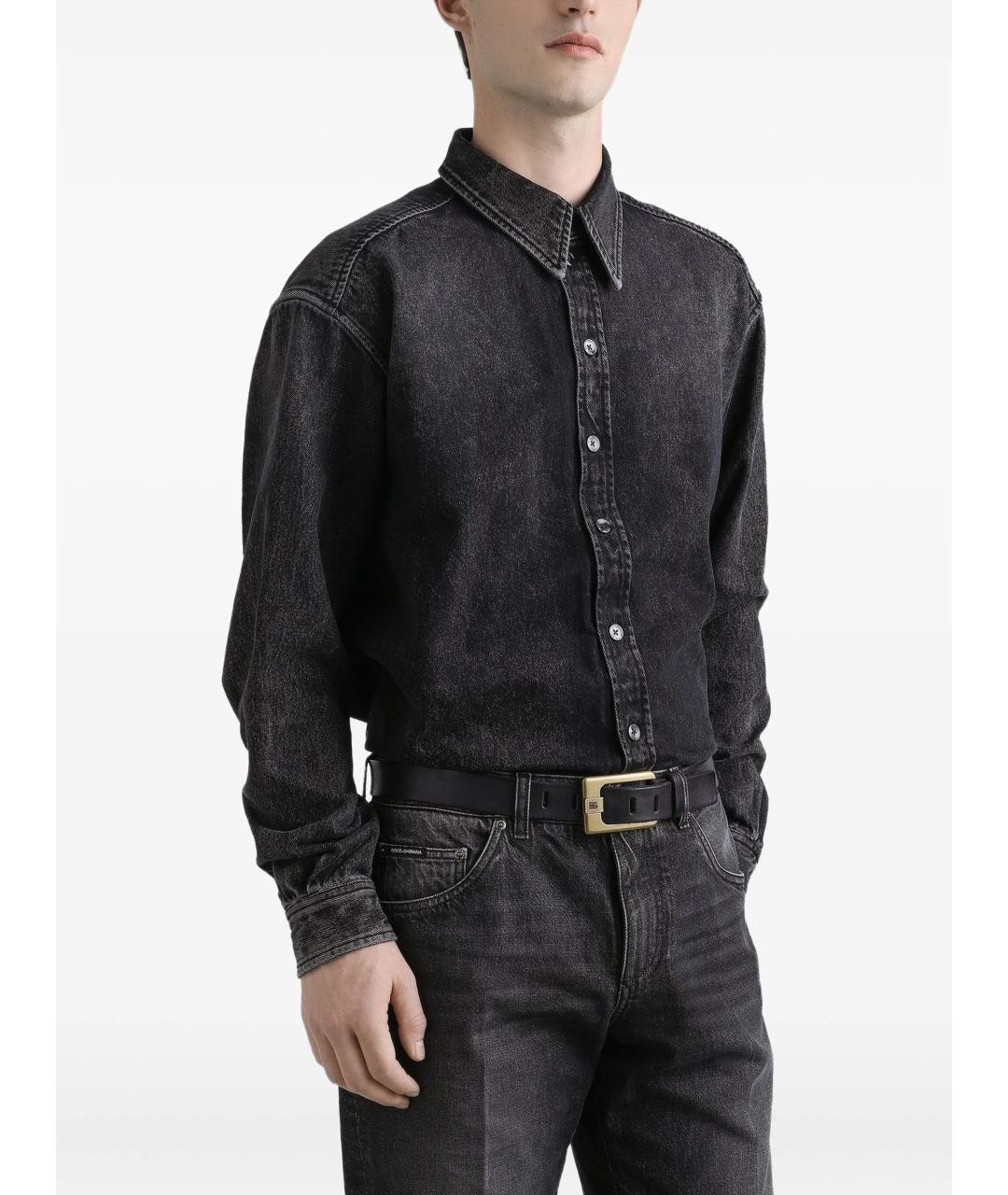 DOLCE&GABBANA Антрацитовая хлопковая кэжуал рубашка, фото 3