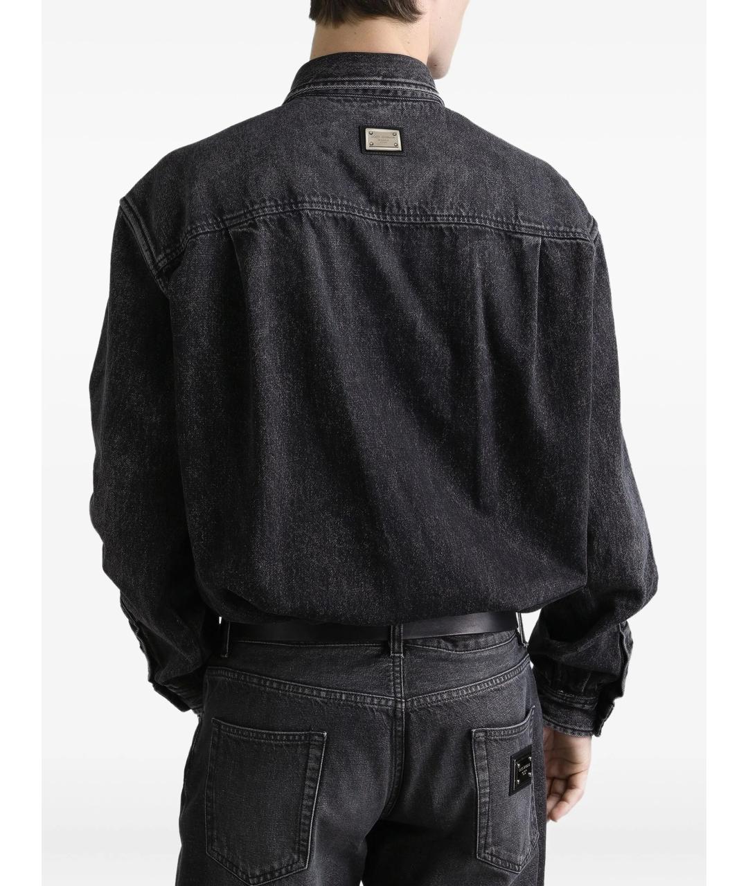 DOLCE&GABBANA Антрацитовая хлопковая кэжуал рубашка, фото 4