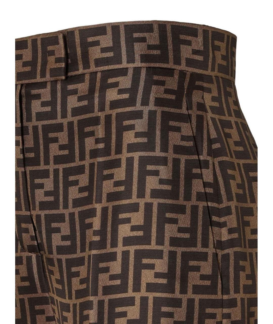 FENDI Коричневые шелковые брюки широкие, фото 3