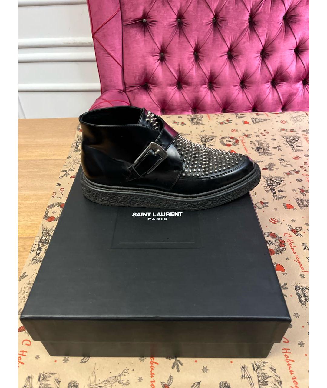 SAINT LAURENT Черные кожаные ботинки, фото 5