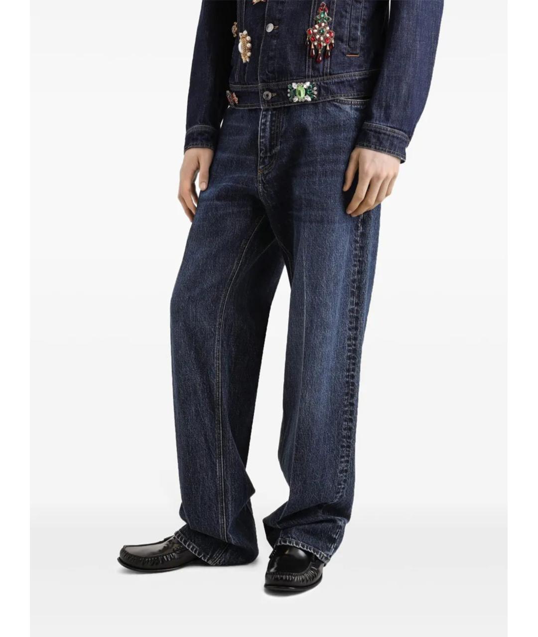 DOLCE&GABBANA Синие хлопковые прямые джинсы, фото 4