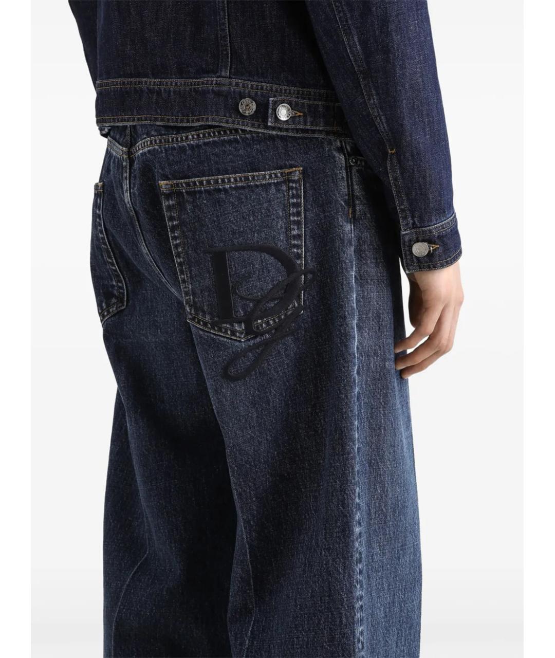 DOLCE&GABBANA Синие хлопковые прямые джинсы, фото 5