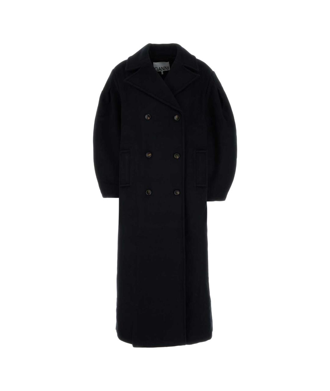 GANNI Синее шерстяное пальто, фото 1