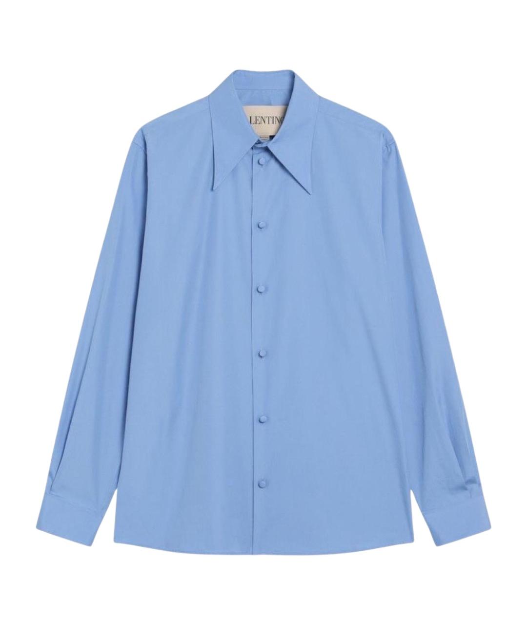 VALENTINO Голубая хлопковая кэжуал рубашка, фото 1