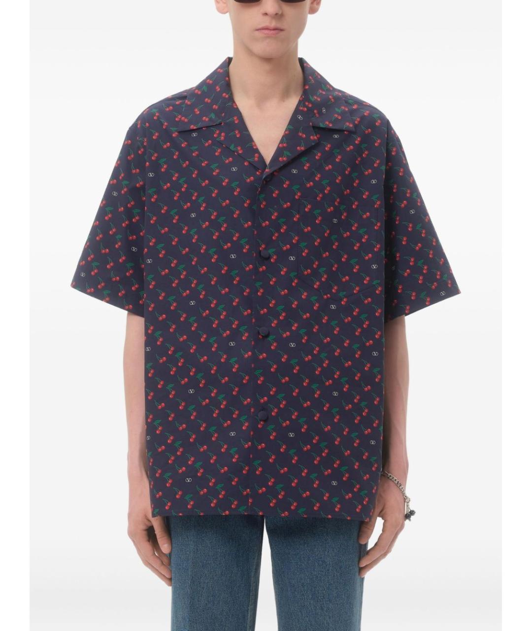 VALENTINO Синяя хлопковая кэжуал рубашка, фото 3