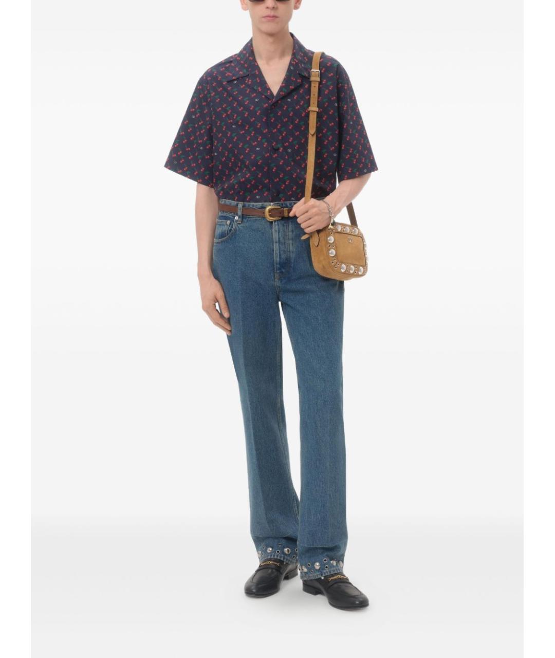 VALENTINO Синяя хлопковая кэжуал рубашка, фото 2
