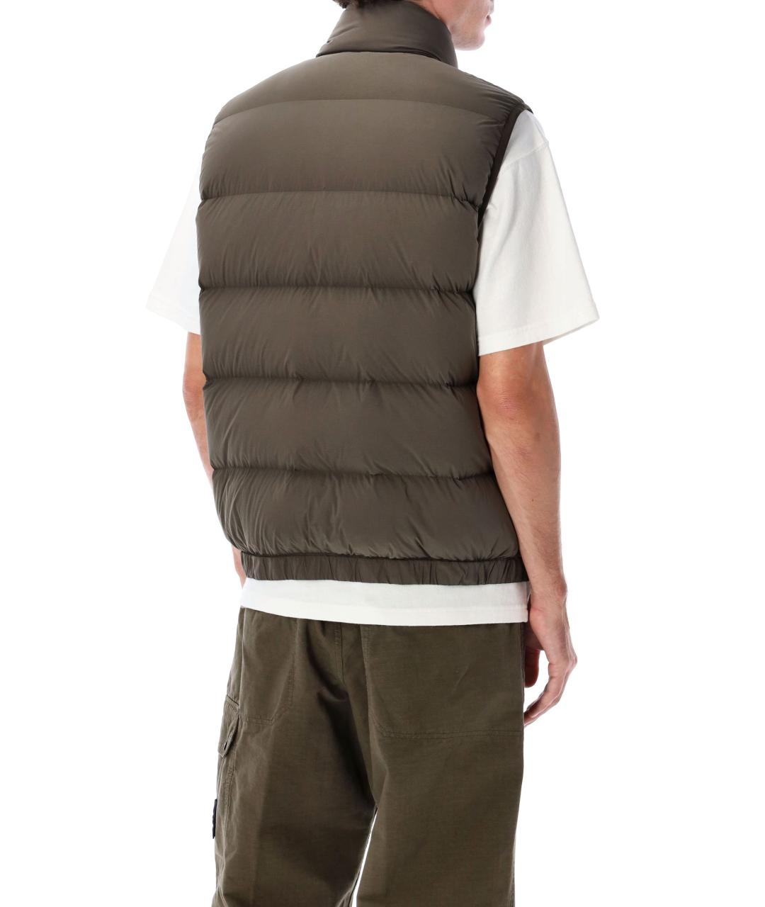 STONE ISLAND Хаки полиамидовый жилет, фото 3