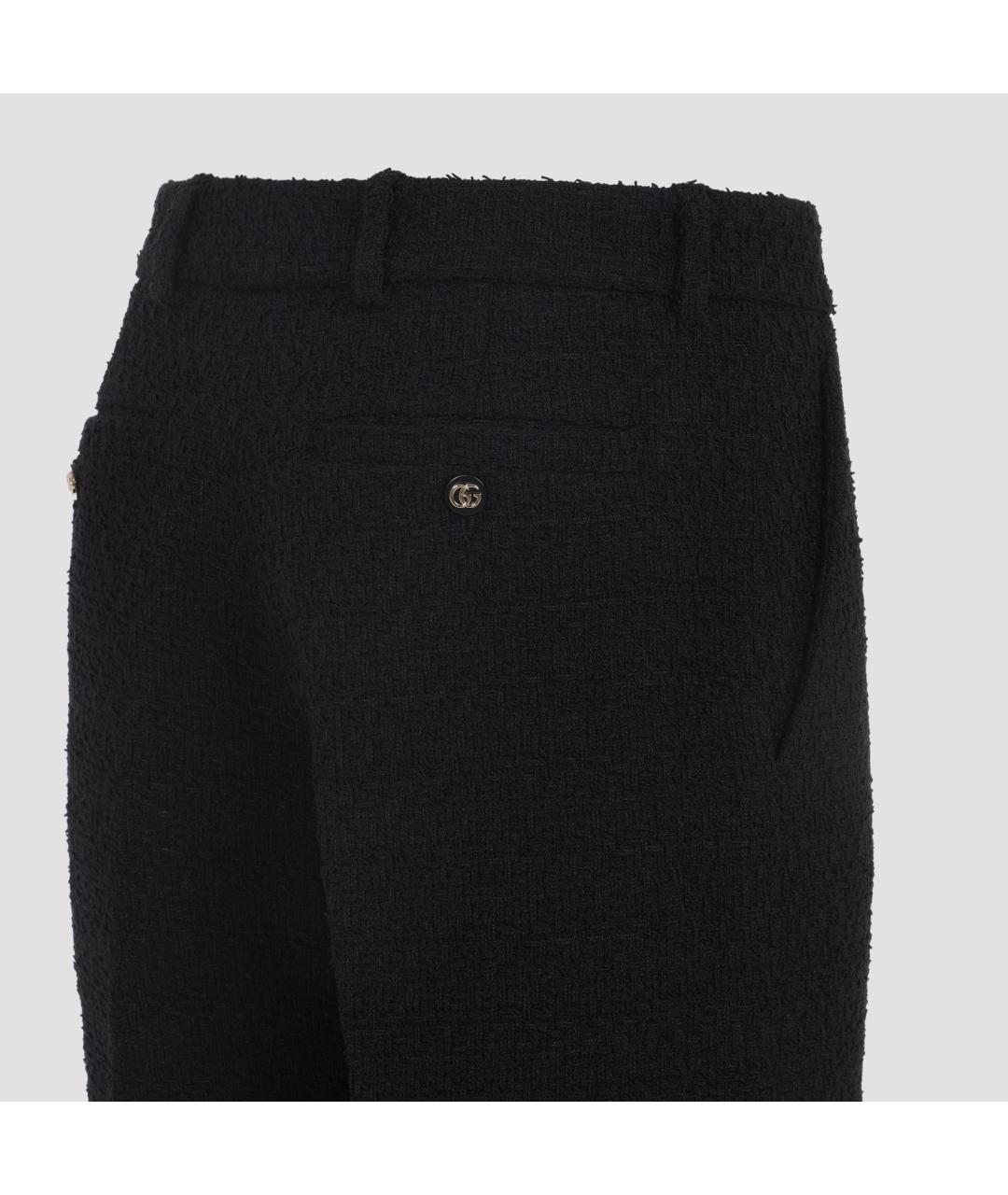 GUCCI Черные шерстяные прямые брюки, фото 4