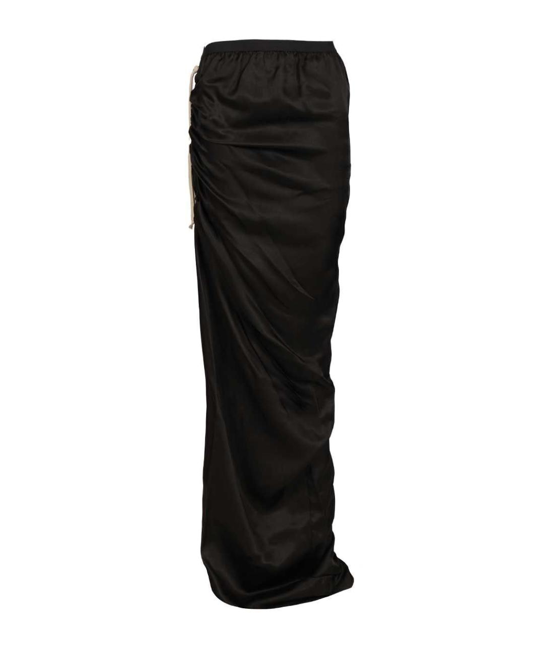 RICK OWENS Черная атласная юбка макси, фото 1