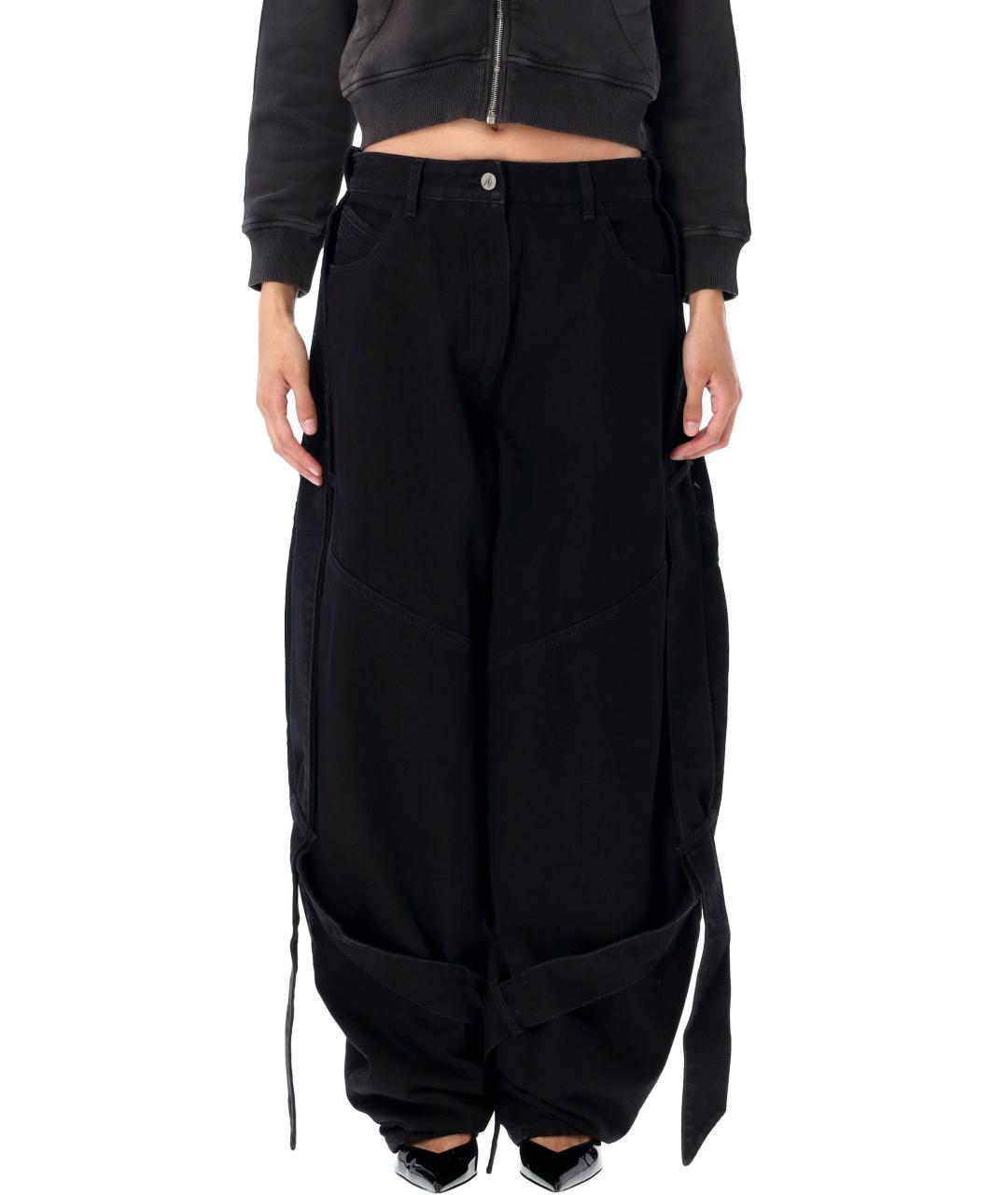 THE ATTICO Черные хлопковые прямые джинсы, фото 2