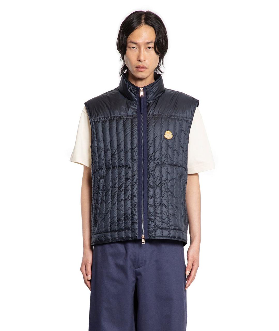 MONCLER Темно-синий полиамидовый жилет, фото 2