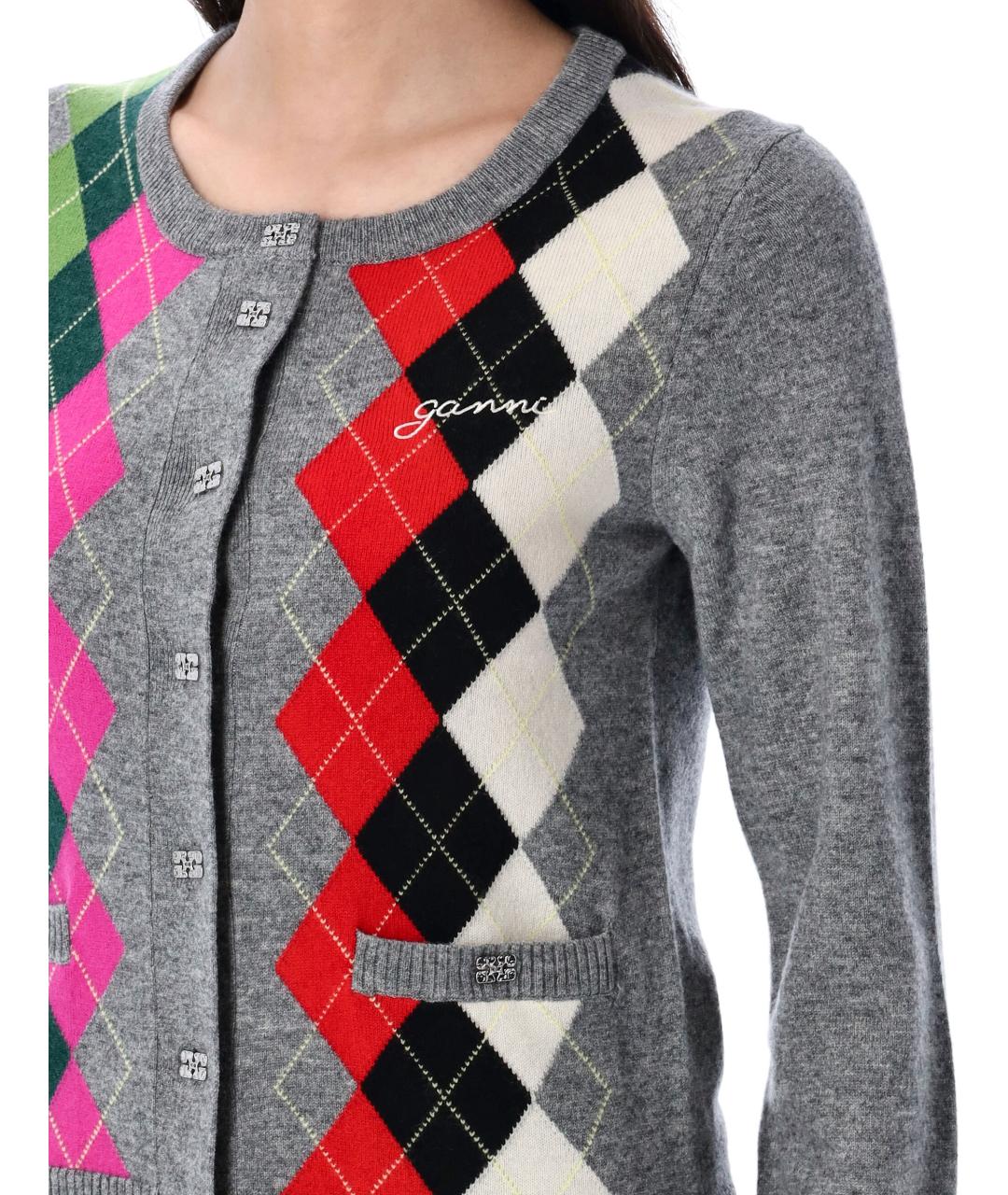 GANNI Мульти шерстяной кардиган, фото 3