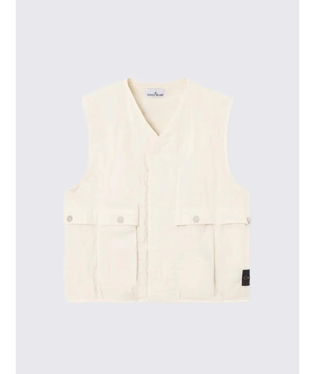 STONE ISLAND Белый хлопковый жилет, фото 5