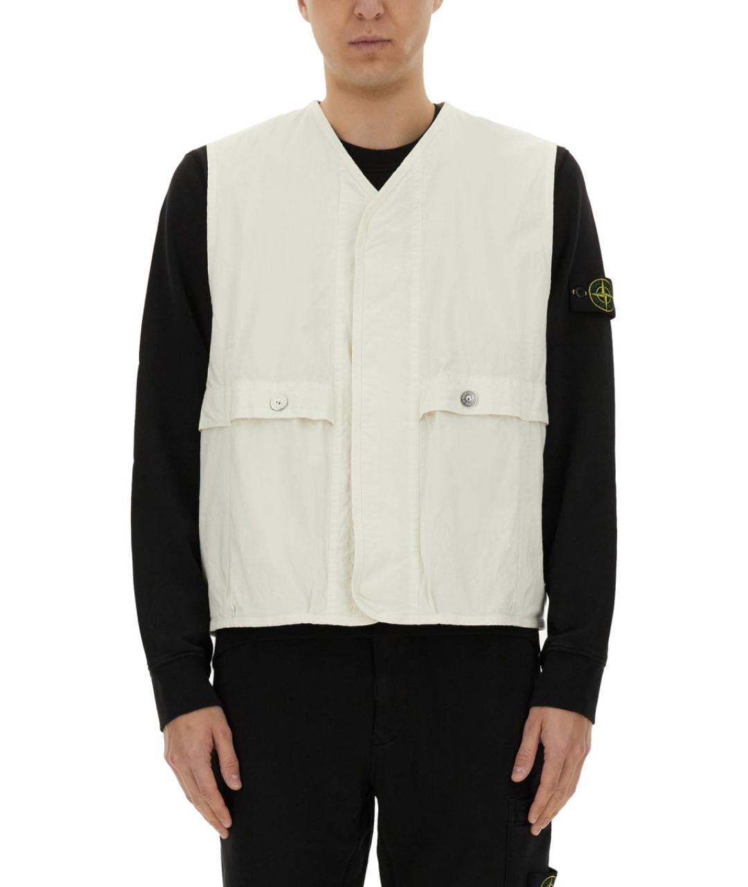 STONE ISLAND Белый хлопковый жилет, фото 2