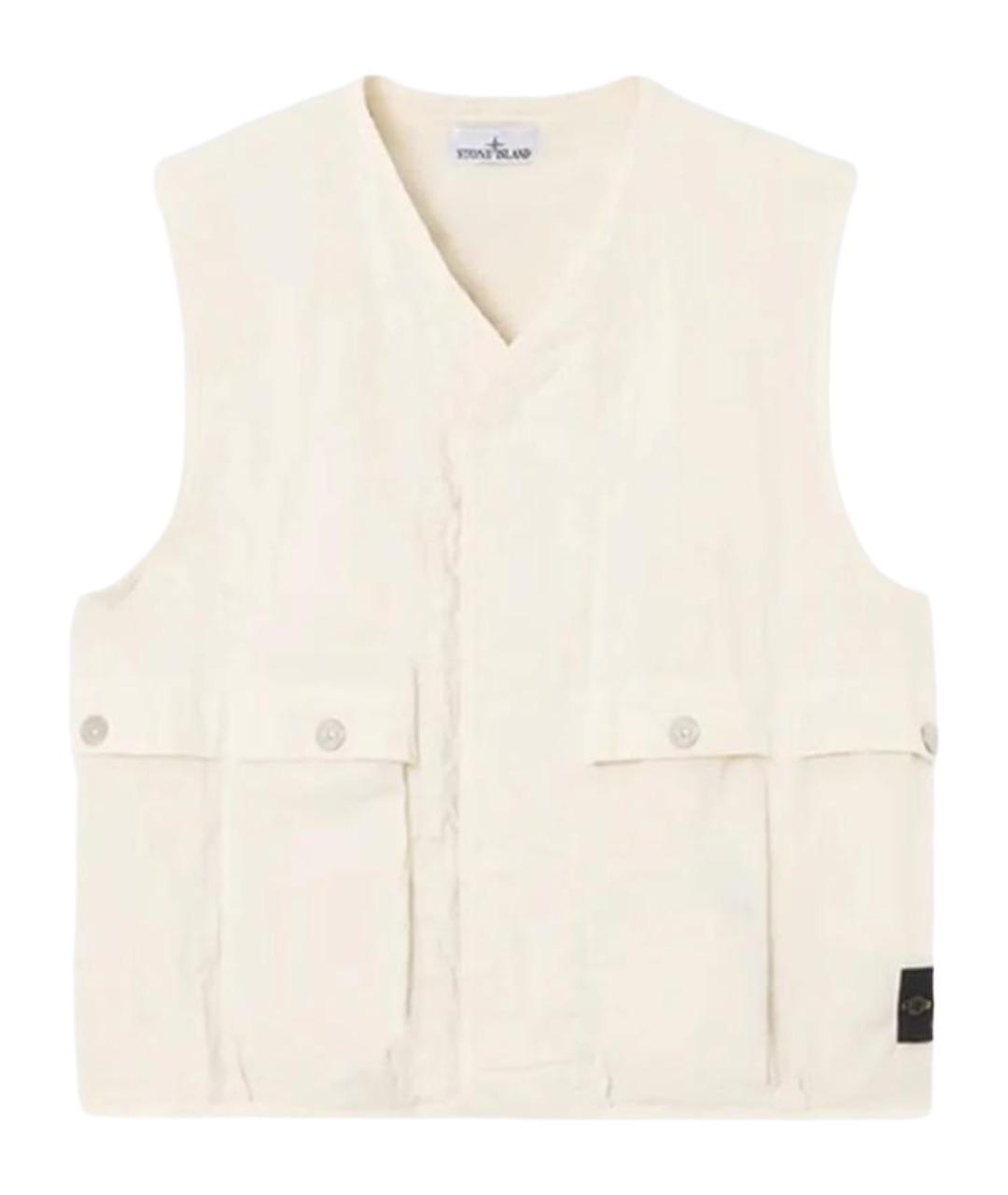 STONE ISLAND Белый хлопковый жилет, фото 1