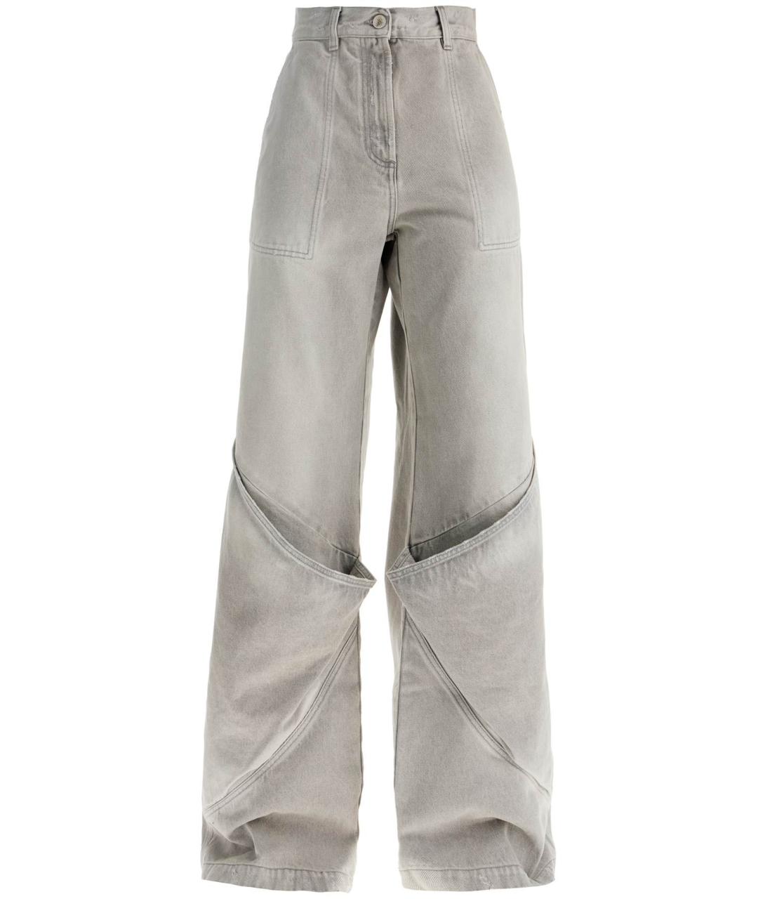 THE ATTICO Серые хлопковые прямые джинсы, фото 1