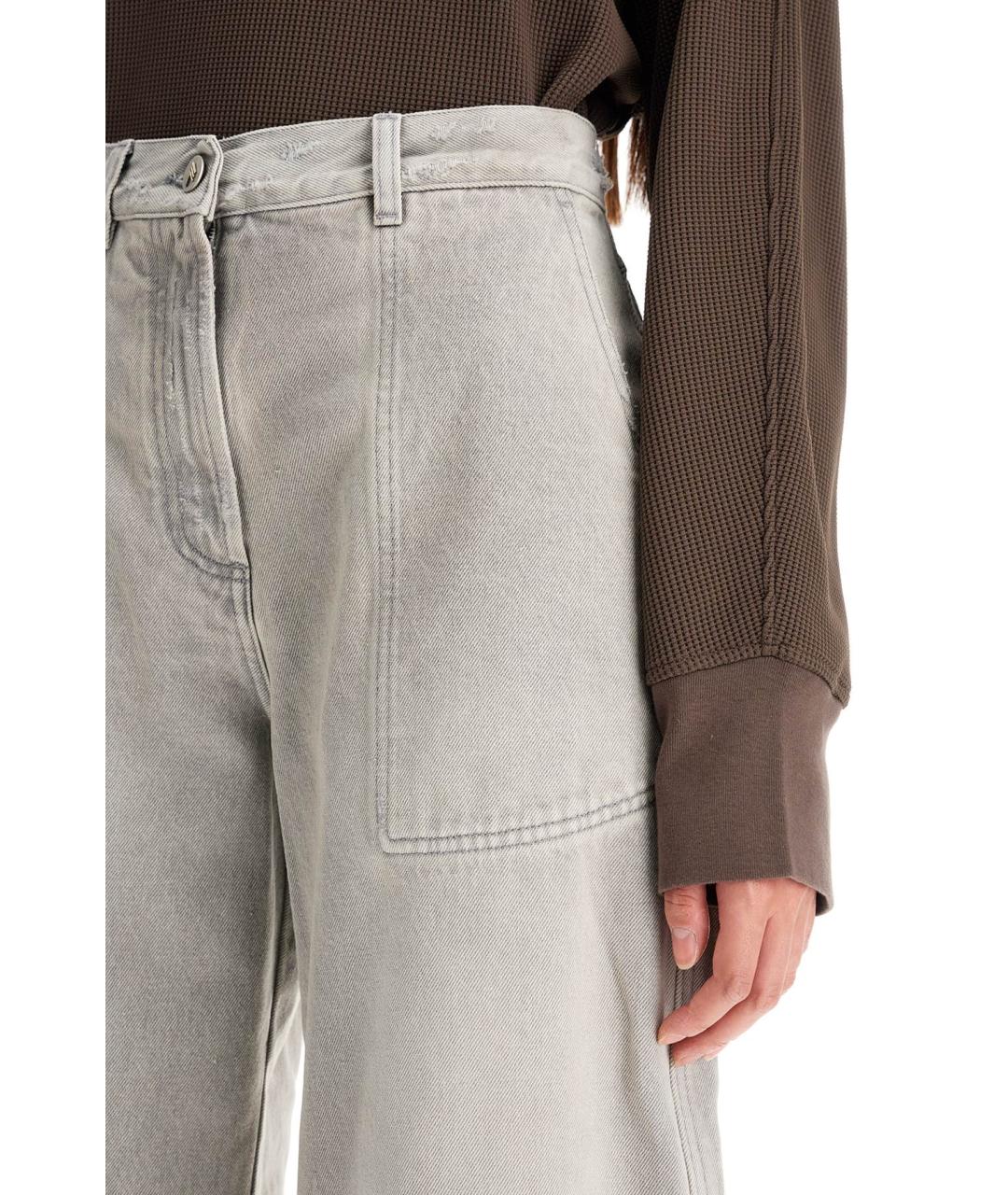 THE ATTICO Серые хлопковые прямые джинсы, фото 4
