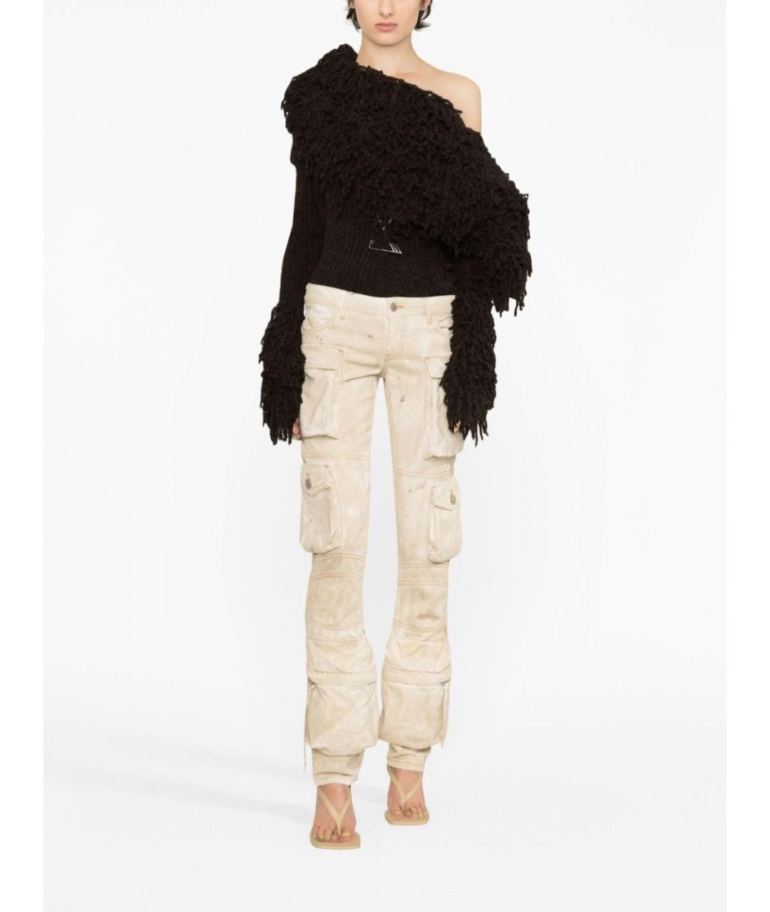 THE ATTICO Бежевые хлопковые прямые джинсы, фото 2