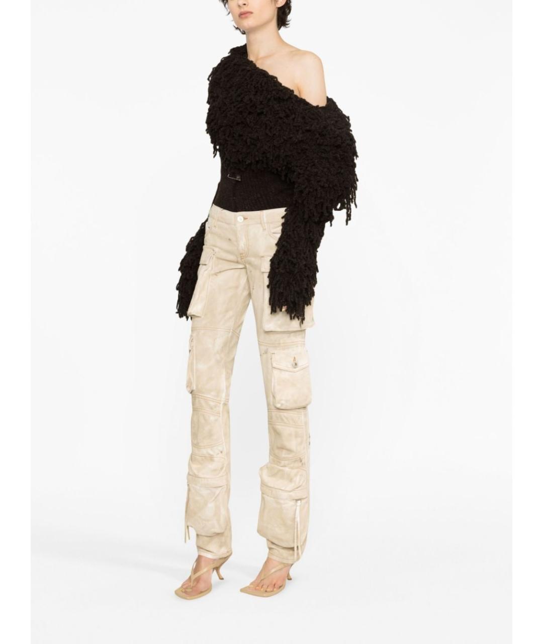 THE ATTICO Бежевые хлопковые прямые джинсы, фото 3