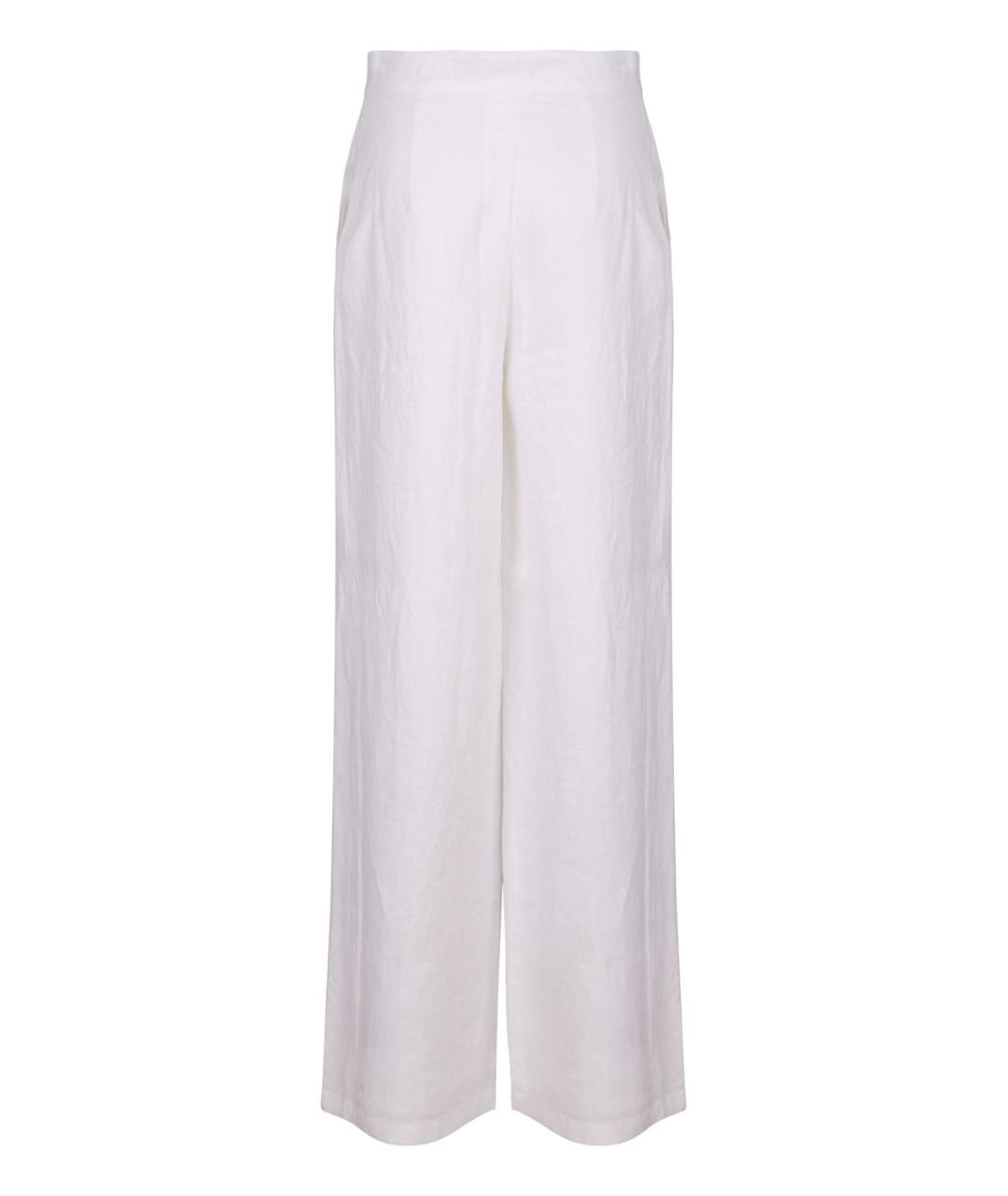 MAX MARA STUDIO Белые льняные прямые брюки, фото 2