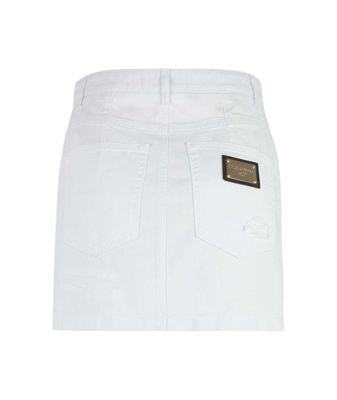 DOLCE&GABBANA Белая хлопковая юбка мини, фото 2