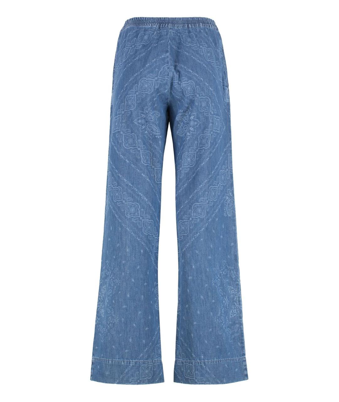 PINKO Синие хлопковые прямые брюки, фото 2